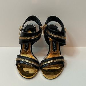 TOM FORD black and gold heels size 36 1/2